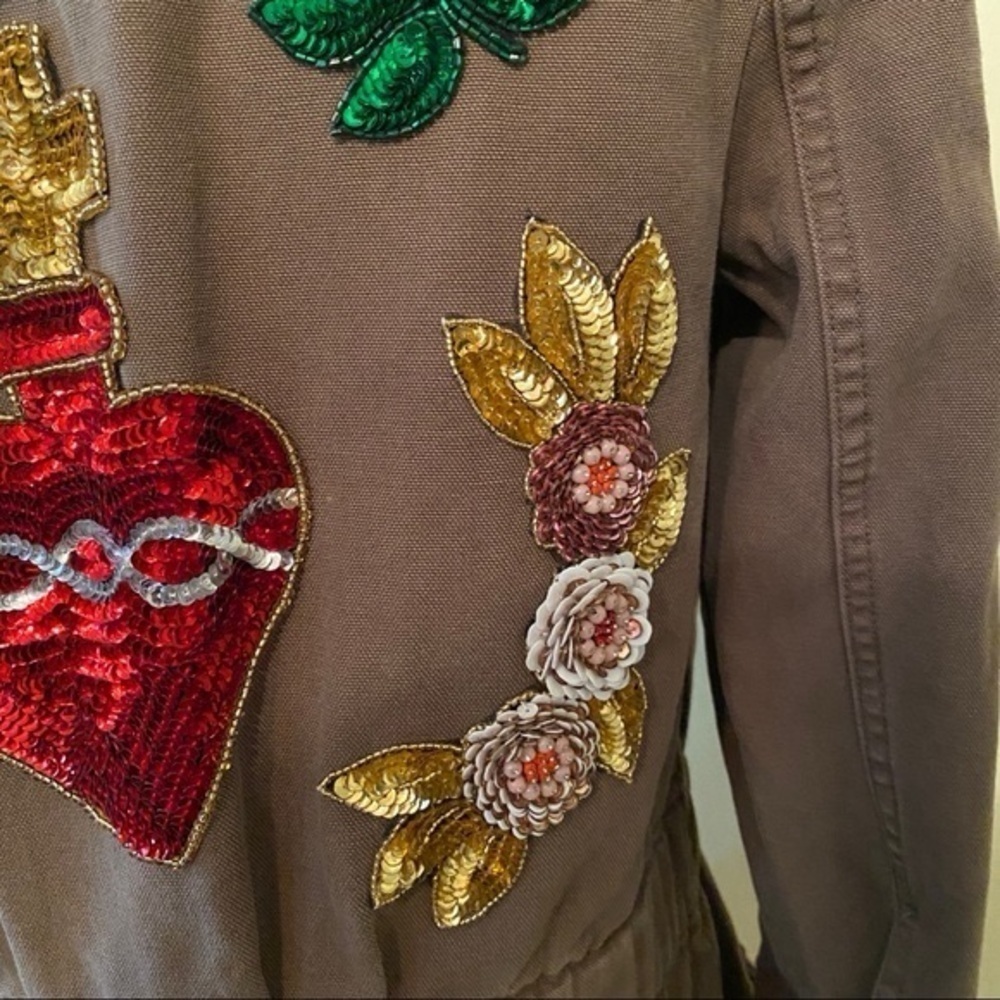 Veronica Beard Olive Green Embroidered Military Jacket - Picture 11 of 16